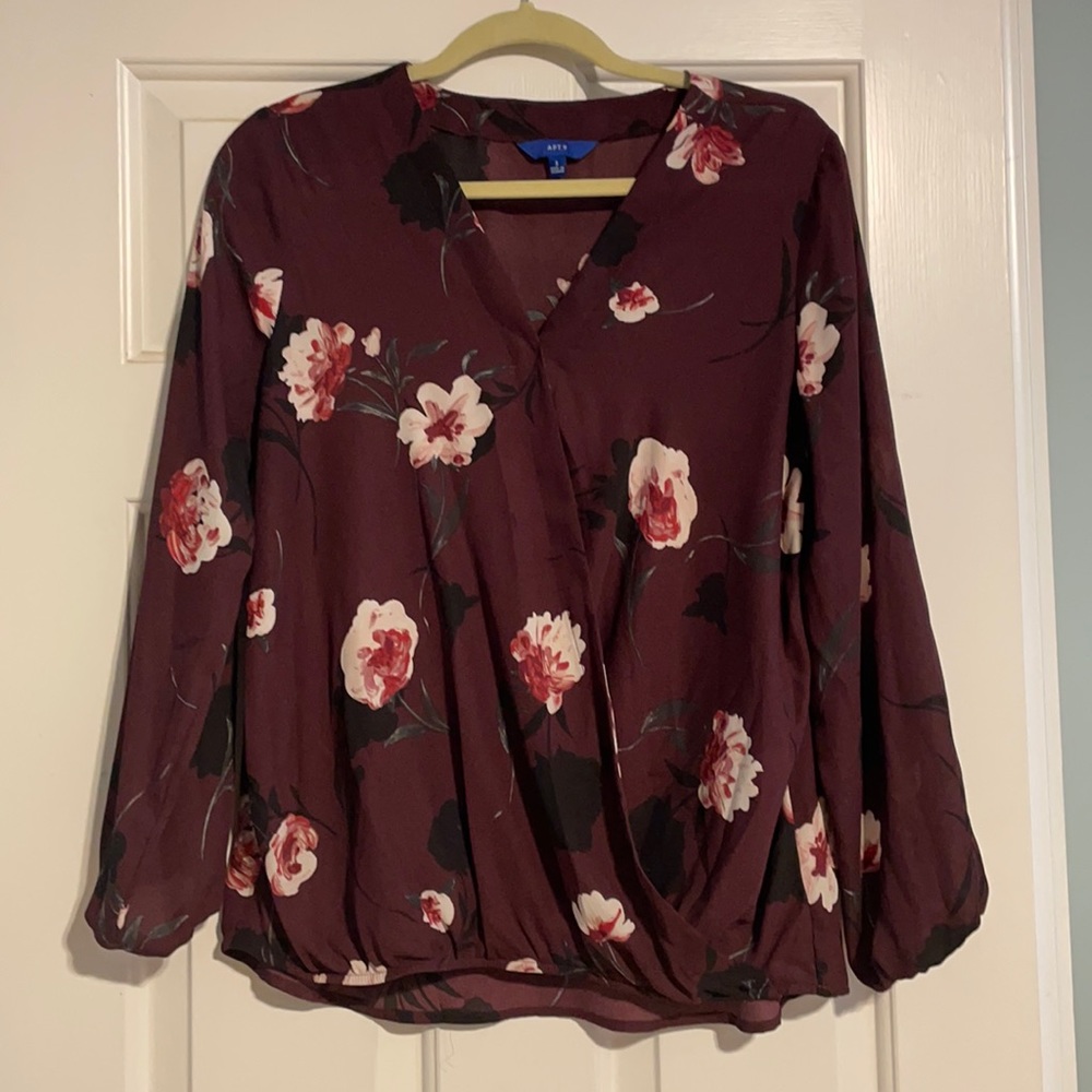Floral partial wrap blouse